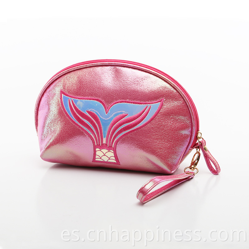 Mermaid de cuero PU personalizado para impermeabilizar el regalo de viaje de regalo rosa Bolsa de tocador de tocador
